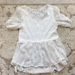 Free People White Lace Top